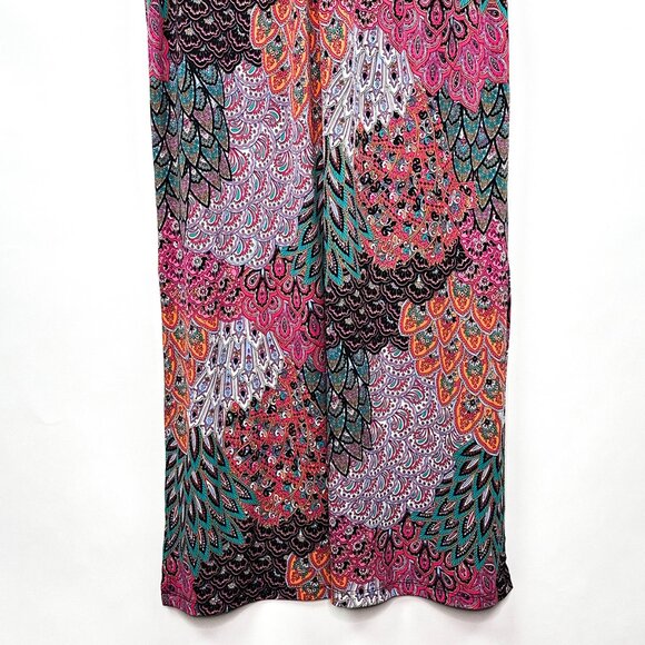 Dress Barn Peacock Pattern Sleeveless Zipper Front Maxi Dress Size XL - Picture 6 of 11